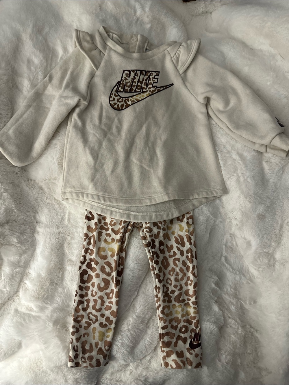 Nike Cream and Brown Leopard Print Infant Set